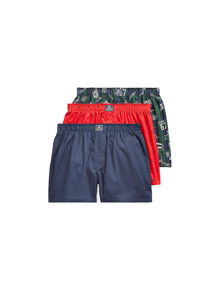 POLO RALPH LAUREN Boxershorts 3er Pkg. blau rot gemustert dunkelblau | S von Polo Ralph Lauren