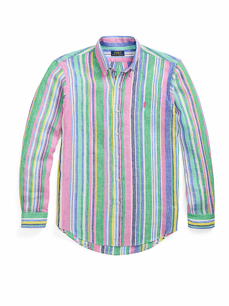 POLO RALPH LAUREN Leinenhemd Custom Fit bunt | M von Polo Ralph Lauren