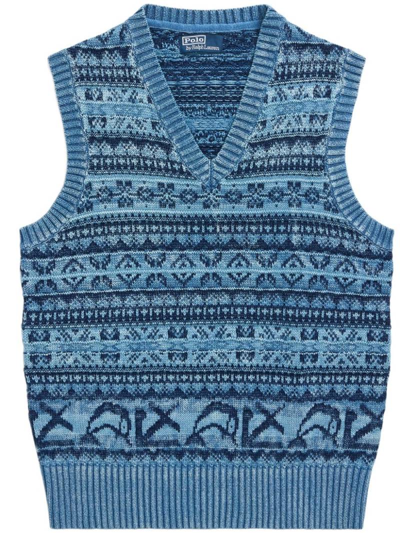 Polo Ralph Lauren Indigo Cotton Knit Vest - Blue von Polo Ralph Lauren