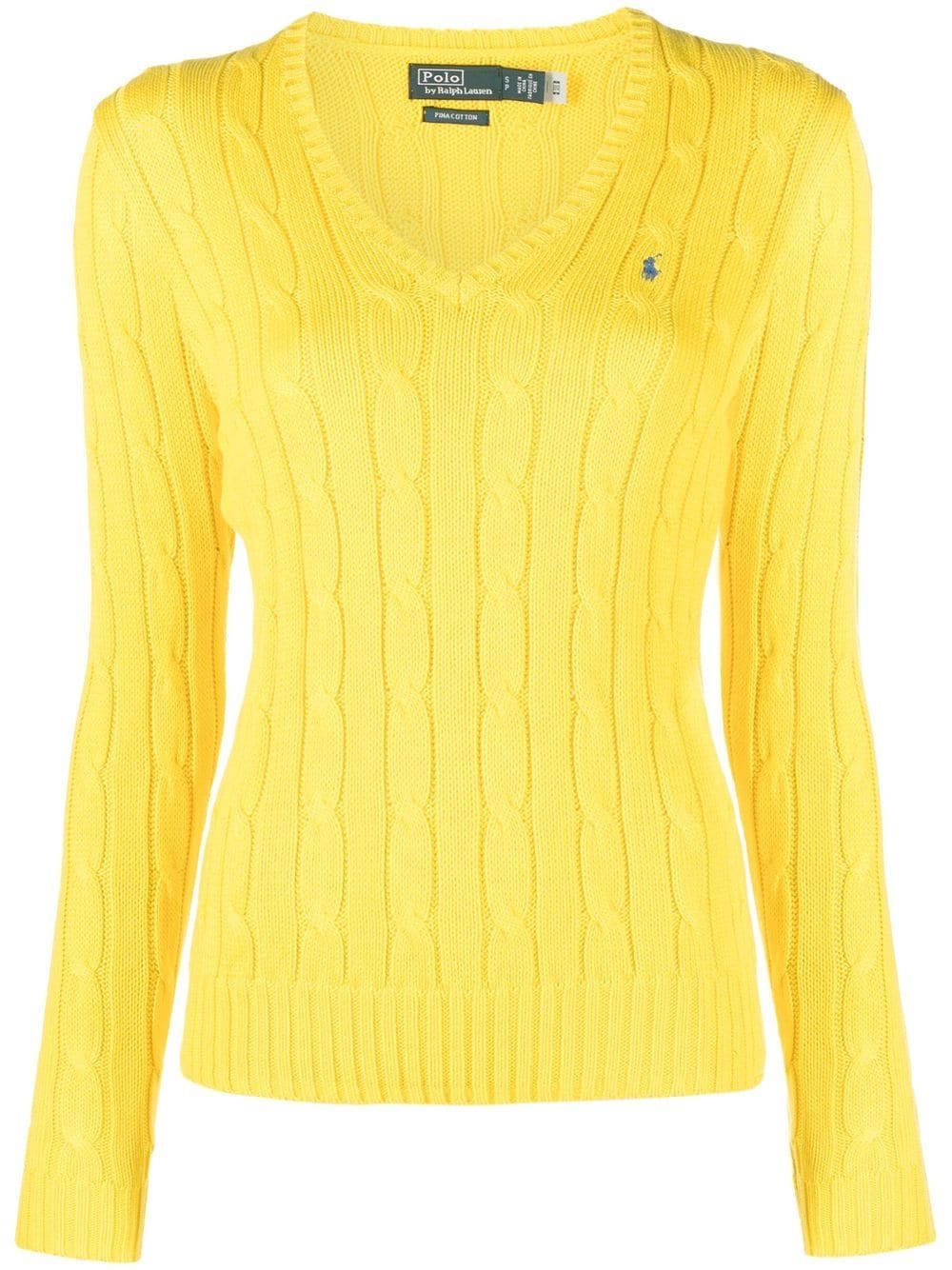 Polo Ralph Lauren Kimberly cable knit V-neck jumper - Yellow von Polo Ralph Lauren