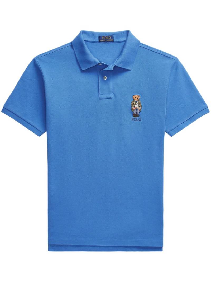 Polo Ralph Lauren Polo Bear-embroidered cotton polo shirt - Blue von Polo Ralph Lauren