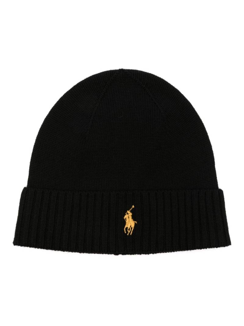 Polo Ralph Lauren Polo Pony-embroidered wool beanie - Black von Polo Ralph Lauren