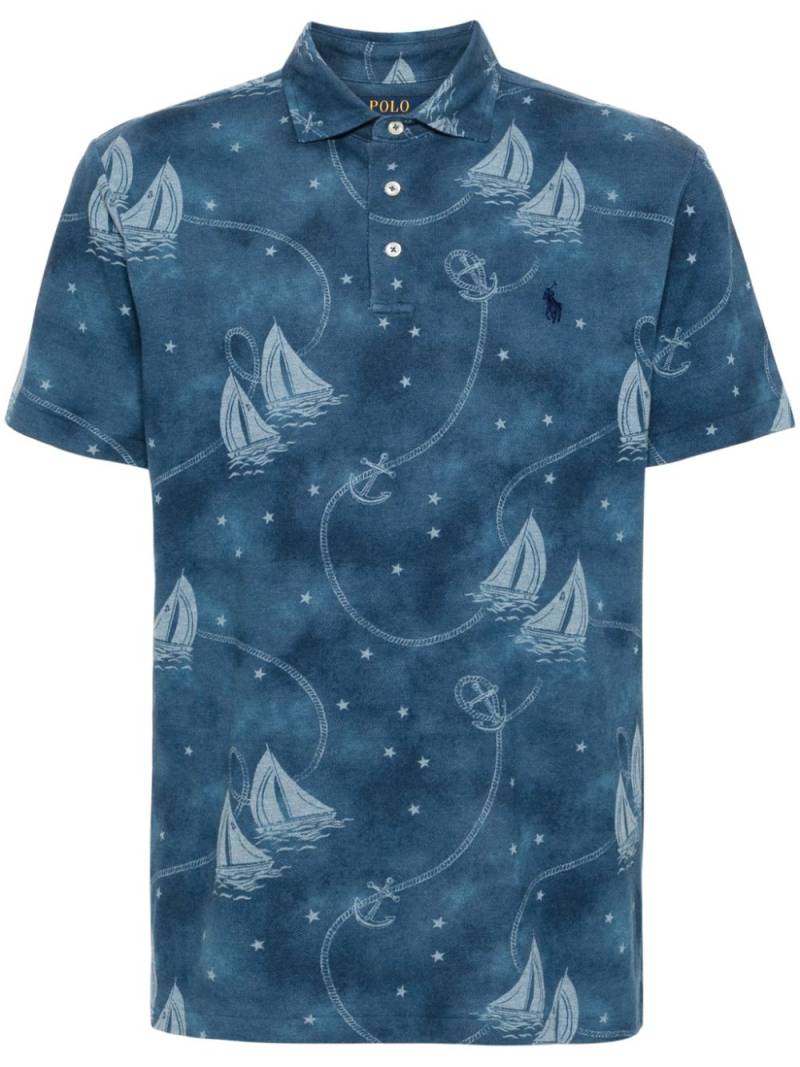 Polo Ralph Lauren Polo Pony sailor-print polo shirt - Blue von Polo Ralph Lauren