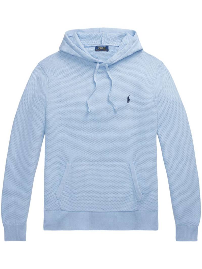 Polo Ralph Lauren Polo Pony waffle-knit cotton hoodie - Blue von Polo Ralph Lauren