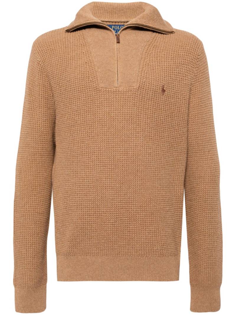 Polo Ralph Lauren Polo Pony-embroidered waffle-knit jumper - Brown von Polo Ralph Lauren