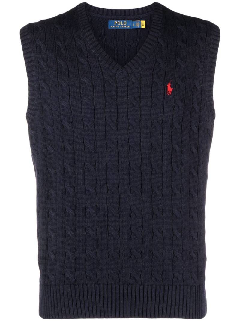 Polo Ralph Lauren Pony-motif cable-knit vest - Blue von Polo Ralph Lauren