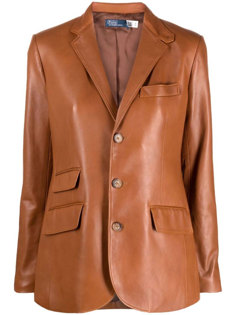 Polo Ralph Lauren Saddle Leather single-breasted blazer - Brown von Polo Ralph Lauren