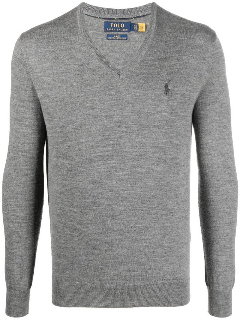 Polo Ralph Lauren V-neck Polo Pony jumper - Grey von Polo Ralph Lauren