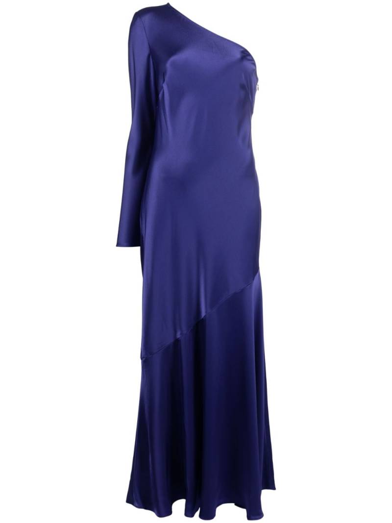 Polo Ralph Lauren asymmetric satin-finish maxi dress - Blue von Polo Ralph Lauren