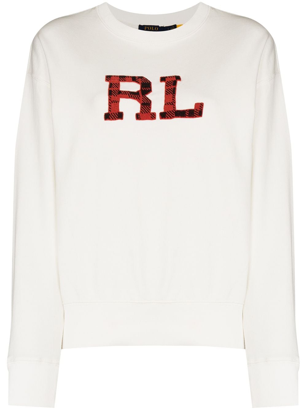 Polo Ralph Lauren beaded logo cotton sweatshirt - White von Polo Ralph Lauren