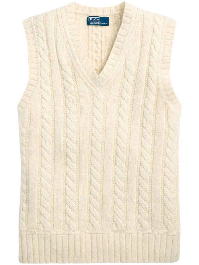 Polo Ralph Lauren braided cashmere v-neck vest - Neutrals von Polo Ralph Lauren