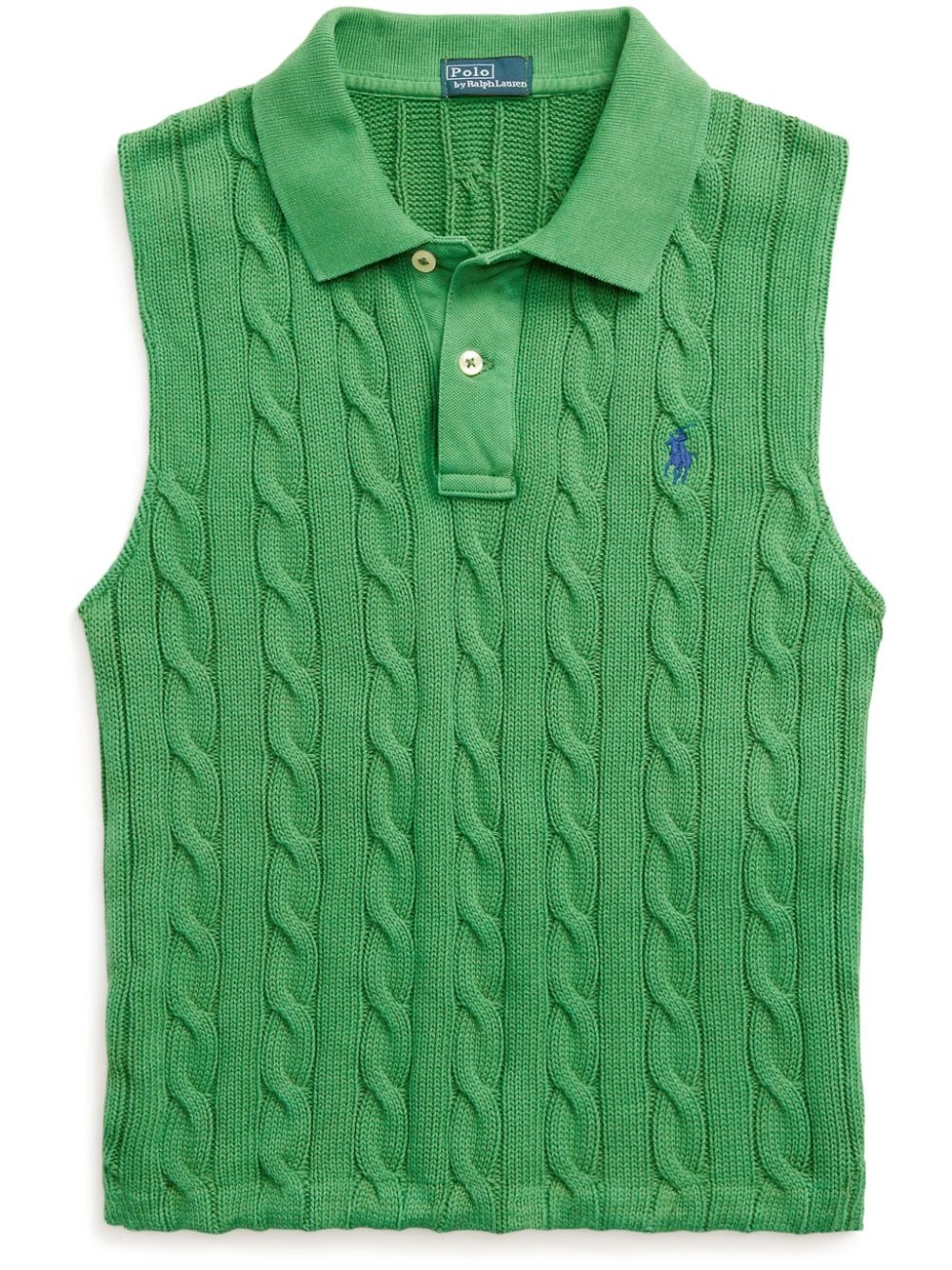 Polo Ralph Lauren cable-knit cotton polo top - Green von Polo Ralph Lauren