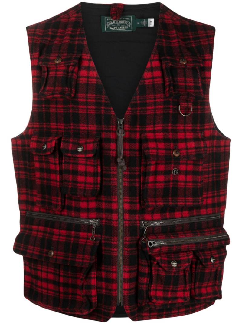 Polo Ralph Lauren check-print zip-up gilet - Red von Polo Ralph Lauren