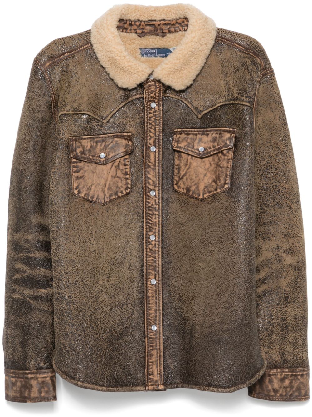 Polo Ralph Lauren cracked leather jacket - Brown von Polo Ralph Lauren