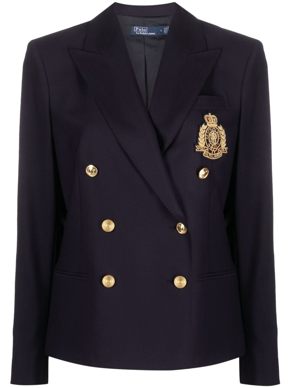 Polo Ralph Lauren crest-embroidered double-breasted blazer - Blue von Polo Ralph Lauren