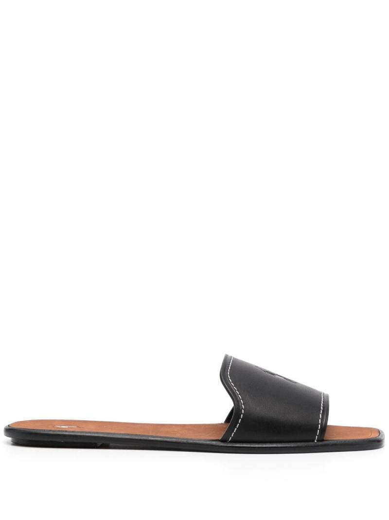 Polo Ralph Lauren debossed-logo leather mules - Black von Polo Ralph Lauren