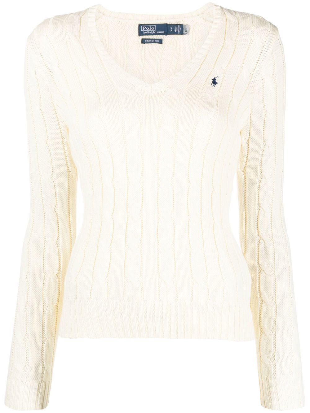 Polo Ralph Lauren embroidered-logo cable-knit jumper - Neutrals von Polo Ralph Lauren