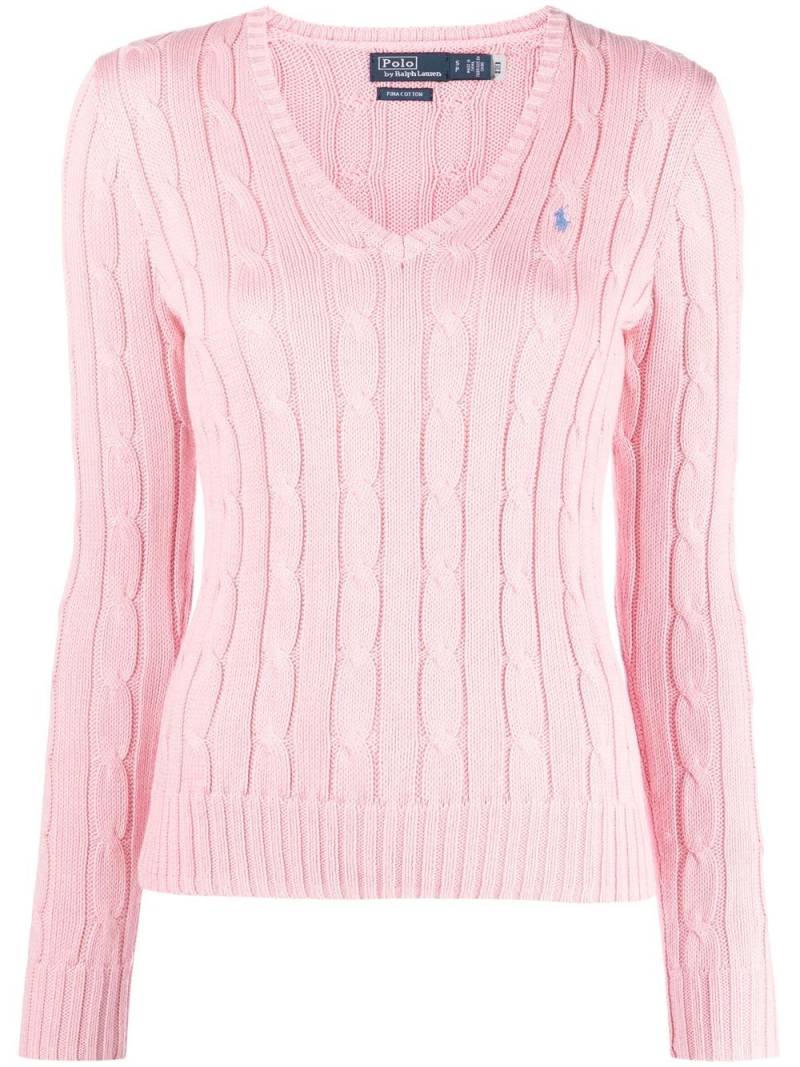 Polo Ralph Lauren embroidered-logo cable-knit jumper - Pink von Polo Ralph Lauren