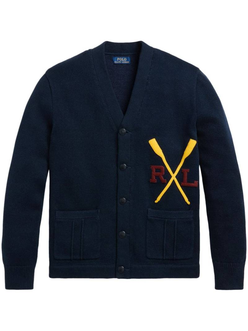 Polo Ralph Lauren embroidered-logo cotton cardigan - Blue von Polo Ralph Lauren