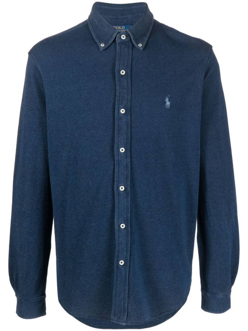 Polo Ralph Lauren embroidered-logo long-sleeve cotton shirt - Blue von Polo Ralph Lauren