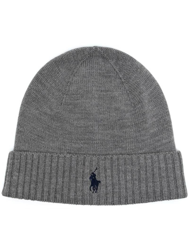 Polo Ralph Lauren embroidered-logo ribbed beanie - Grey von Polo Ralph Lauren