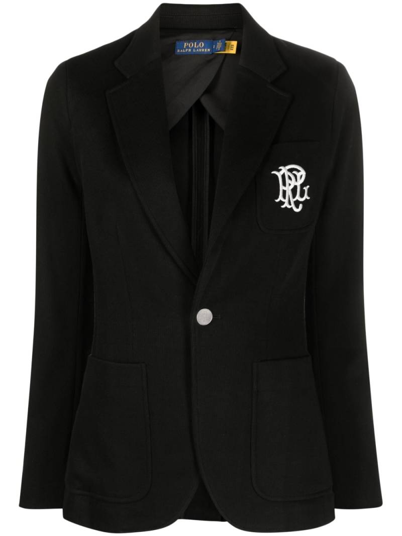 Polo Ralph Lauren embroidered-logo single-breasted blazer - Black von Polo Ralph Lauren