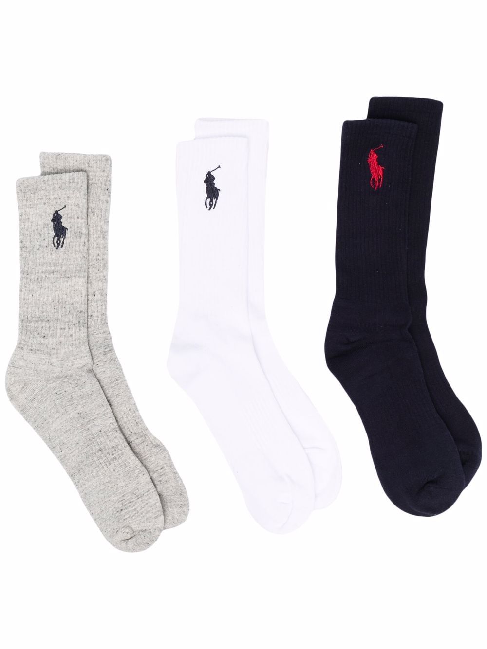 Polo Ralph Lauren embroidered-motif ribbed-knit socks - White