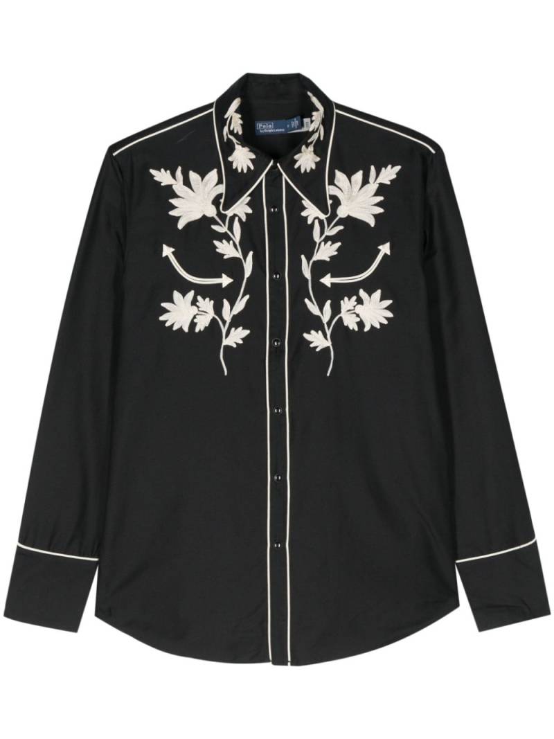 Polo Ralph Lauren floral-embroidery western blouse - Blue von Polo Ralph Lauren