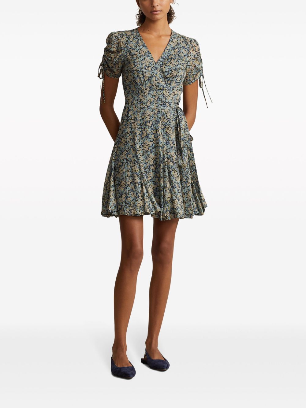 Polo Ralph Lauren floral-print V-neck mini dress - Blue von Polo Ralph Lauren