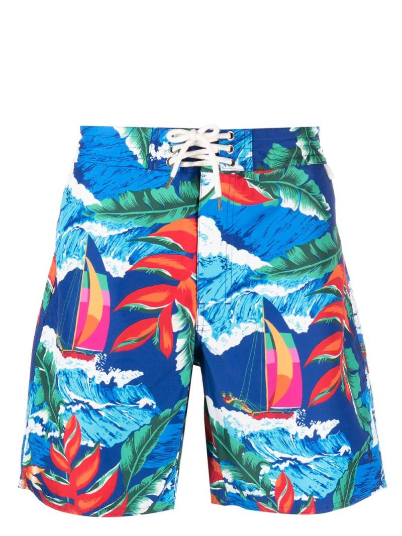 Polo Ralph Lauren floral-print drawstring swim shorts - Blue von Polo Ralph Lauren