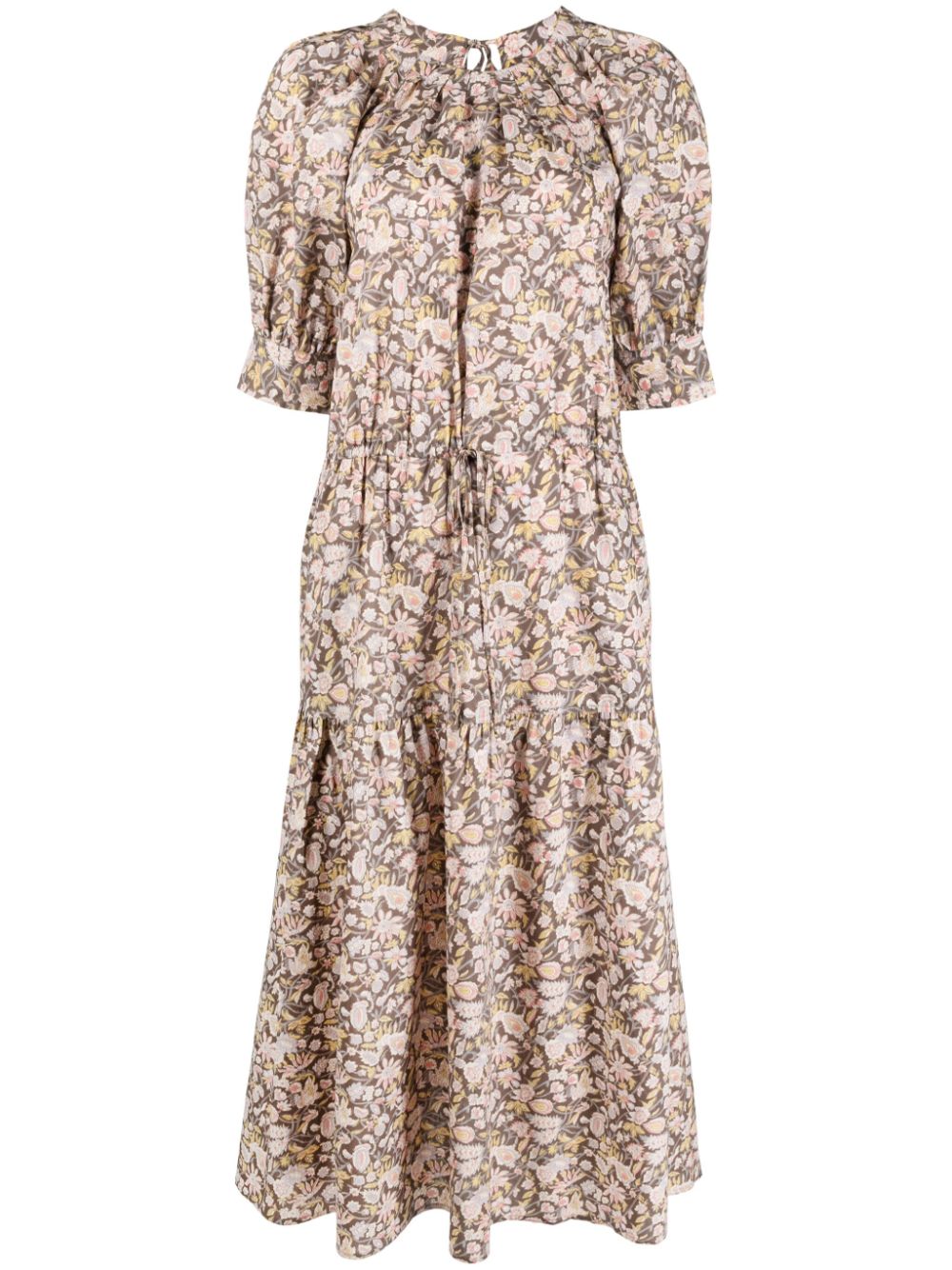 Polo Ralph Lauren floral-print poplin midi dres - Neutrals von Polo Ralph Lauren