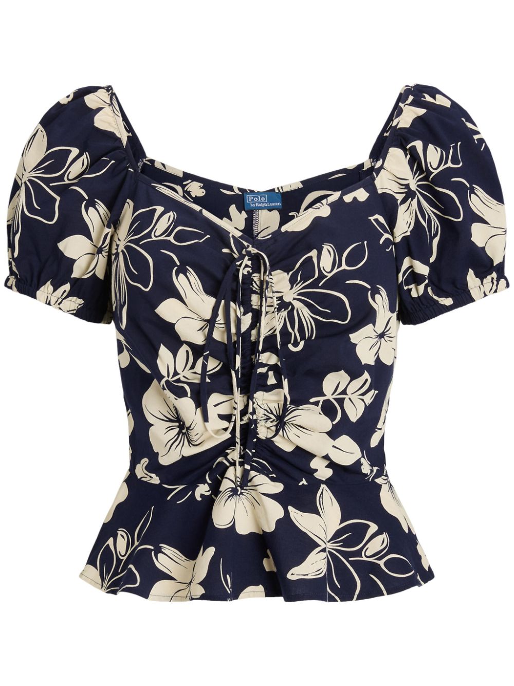 Polo Ralph Lauren floral-print ruched blouse - Blue von Polo Ralph Lauren