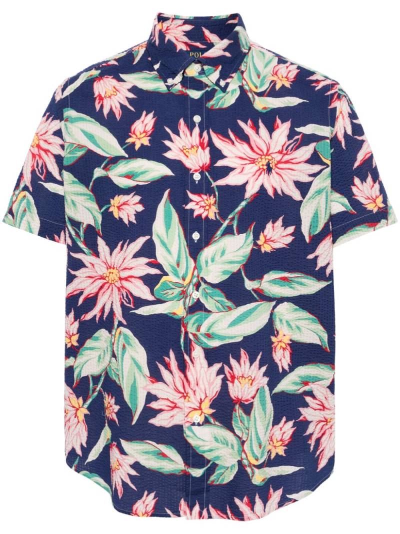 Polo Ralph Lauren floral-print seersucker shirt - Blue von Polo Ralph Lauren