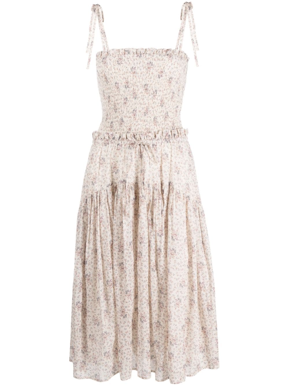 Polo Ralph Lauren floral-print smocked cotton dress - Neutrals von Polo Ralph Lauren