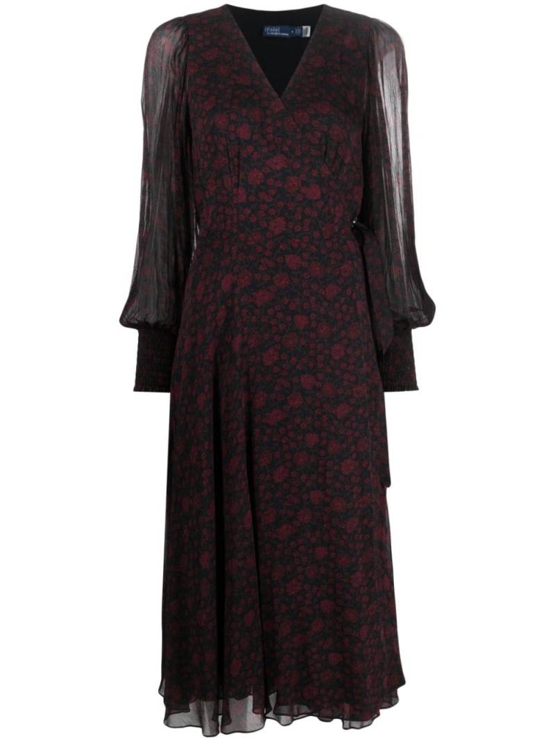 Polo Ralph Lauren floral-print wrap midi dress - Black von Polo Ralph Lauren