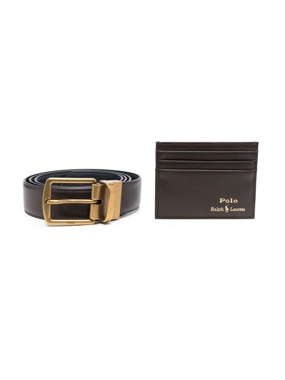 Polo Ralph Lauren foil-logo card holder belt gift set - Brown von Polo Ralph Lauren