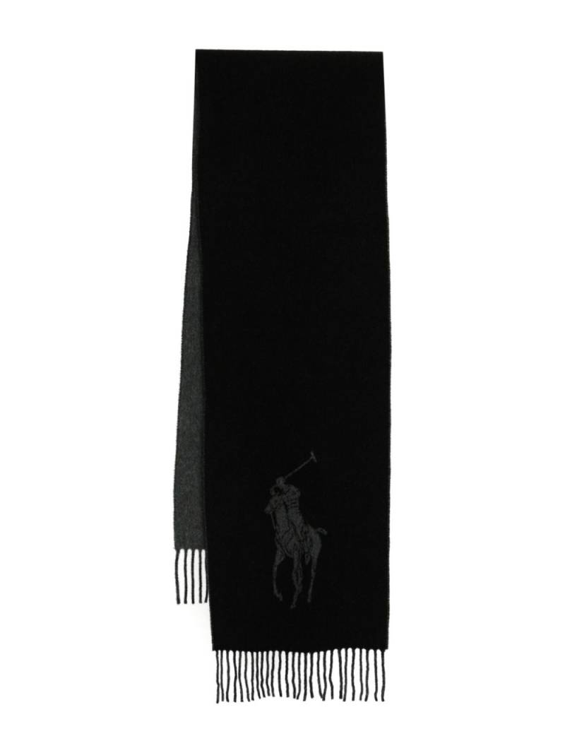 Polo Ralph Lauren fringed logo-print scarf - Black von Polo Ralph Lauren