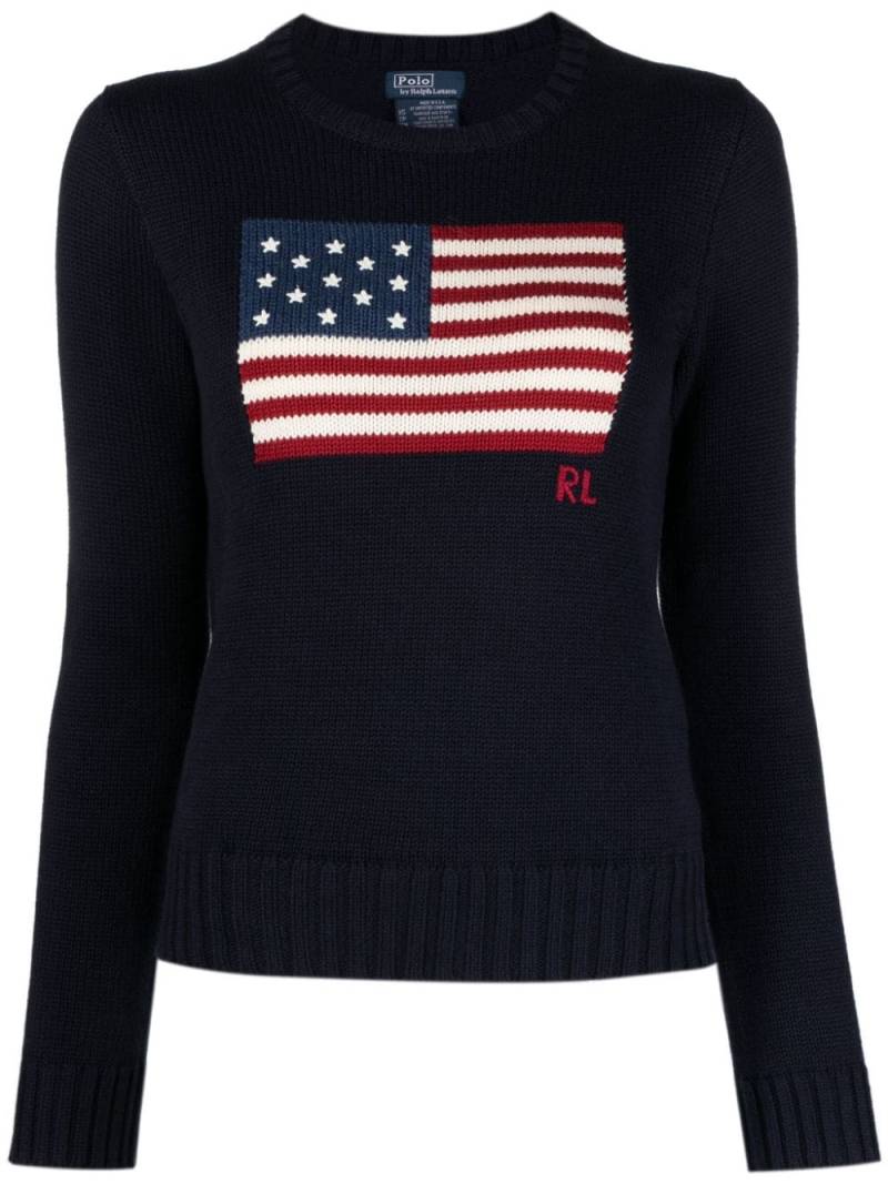 Polo Ralph Lauren graphic-print cotton jumper - Blue von Polo Ralph Lauren