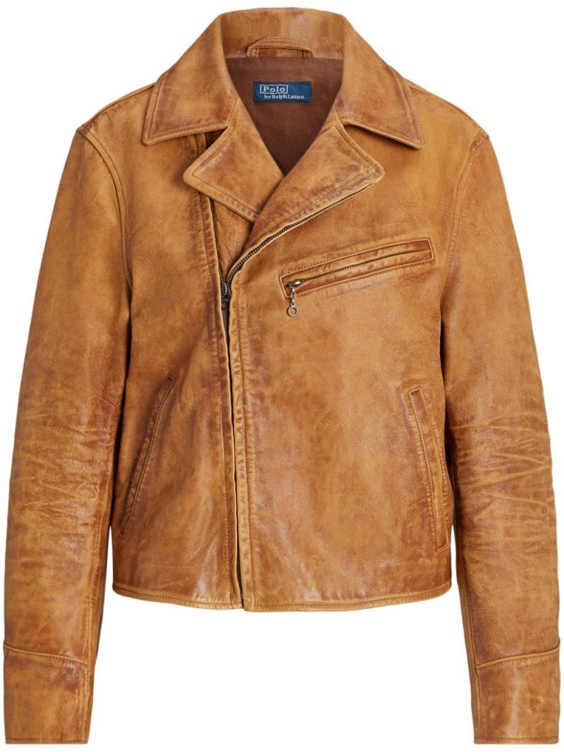 Polo Ralph Lauren leather biker jacket - Brown von Polo Ralph Lauren