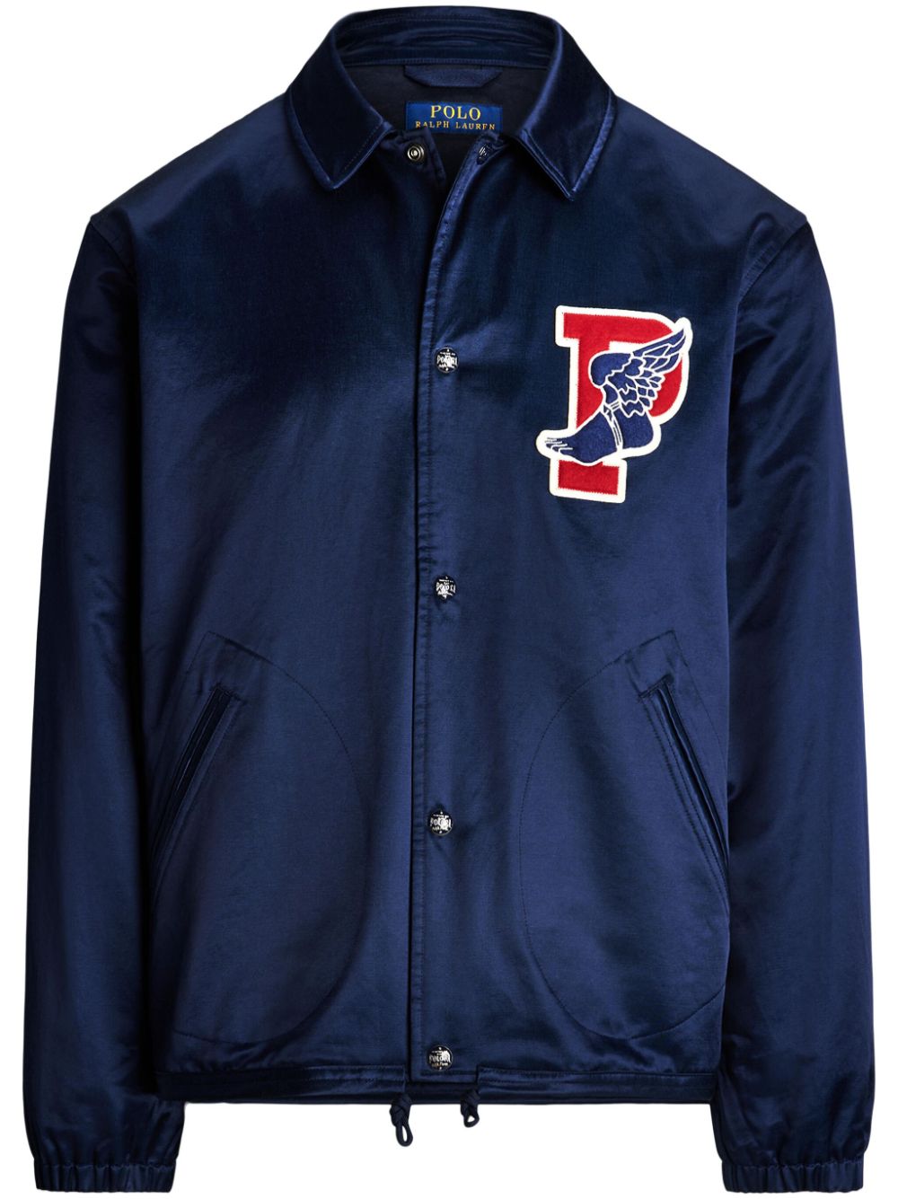 Polo Ralph Lauren logo-appliqué satin bomber jacket - Blue von Polo Ralph Lauren