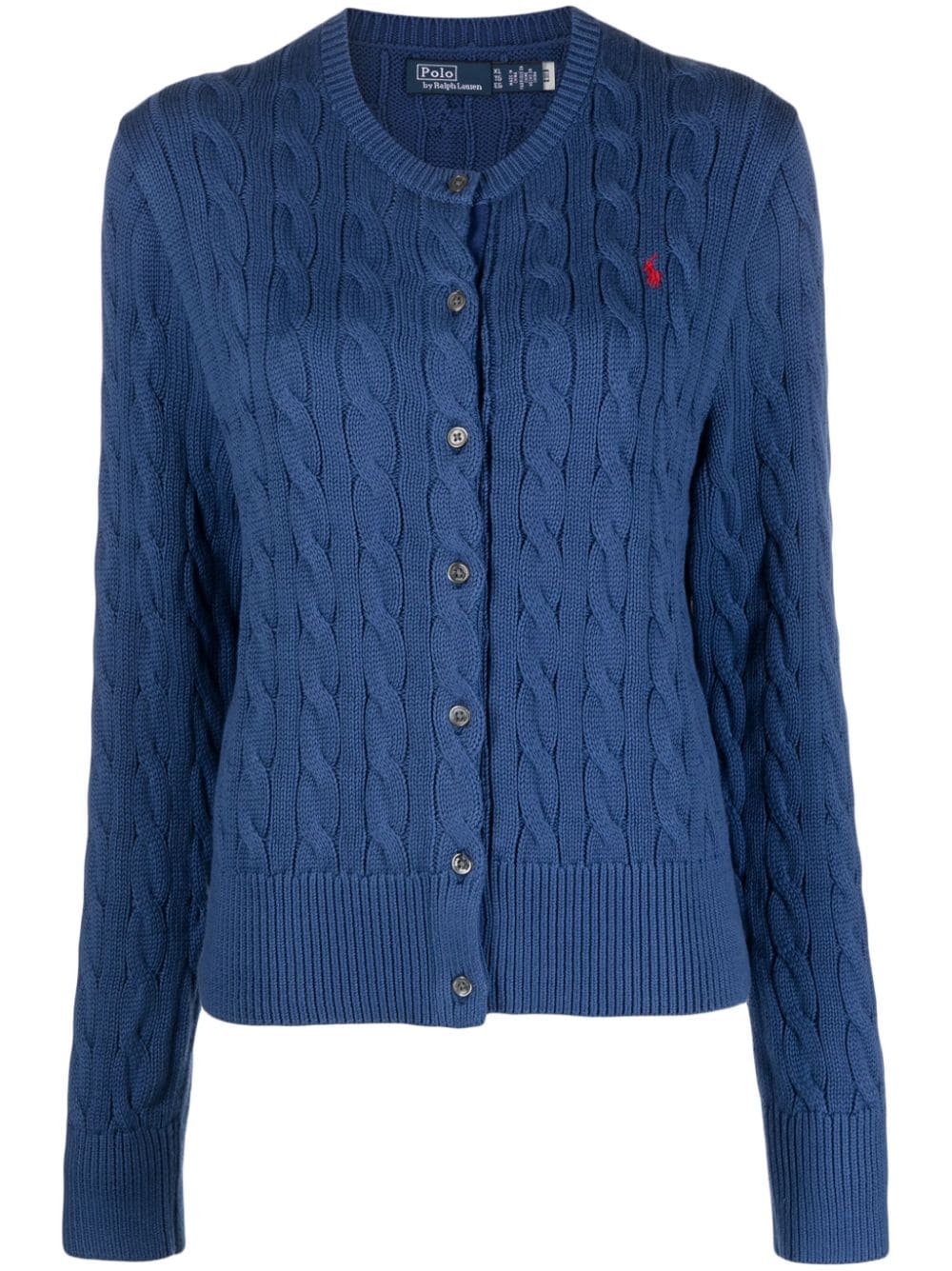 Polo Ralph Lauren logo-embroidered cable-knit cotton cardigan - Blue von Polo Ralph Lauren