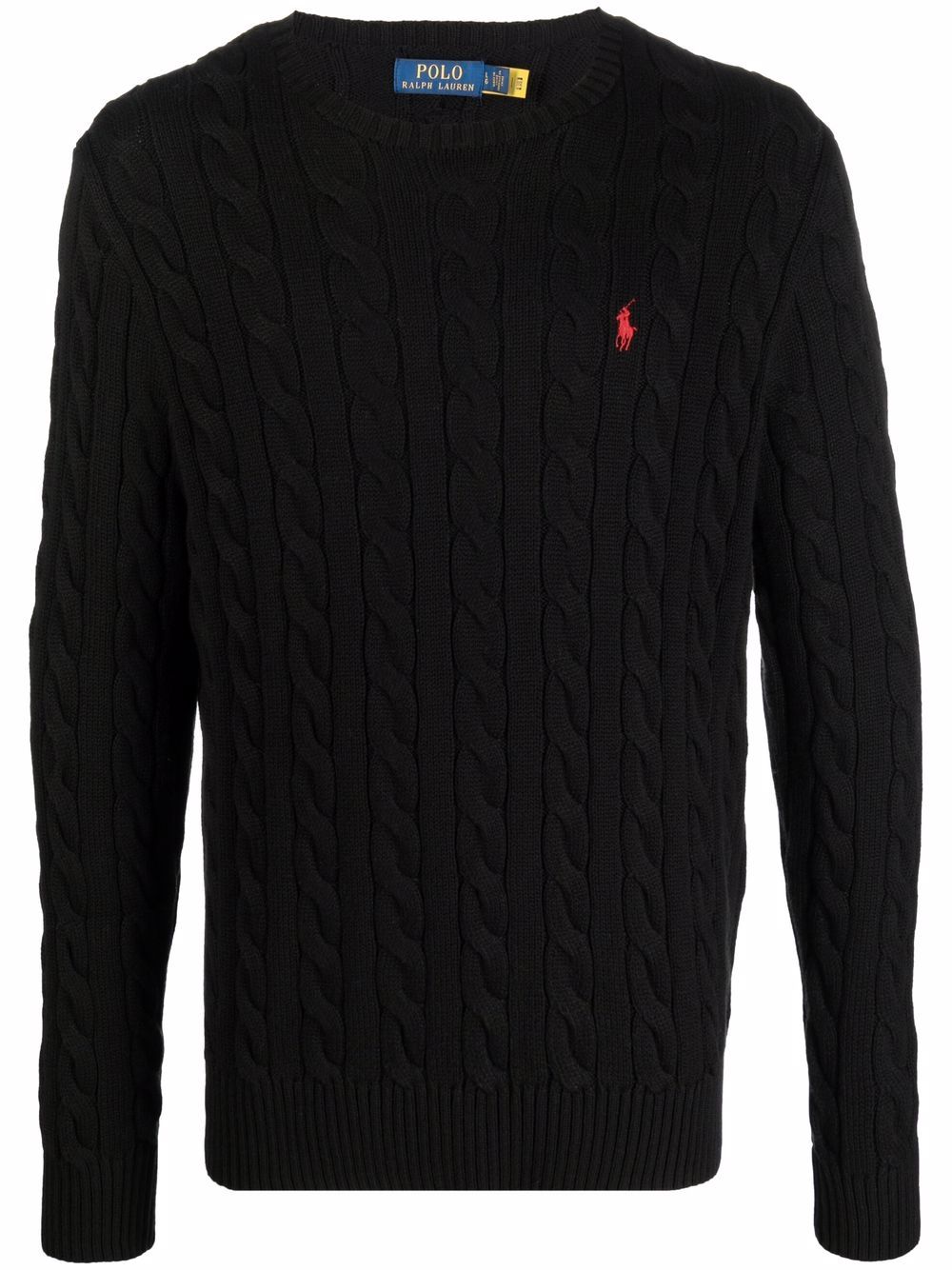 Polo Ralph Lauren logo-embroidered cable-knit jumper - Black von Polo Ralph Lauren