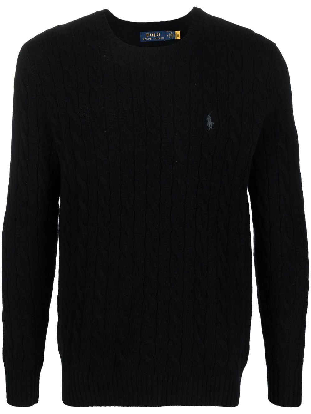 Polo Ralph Lauren logo-embroidered cable-knit jumper - Black von Polo Ralph Lauren