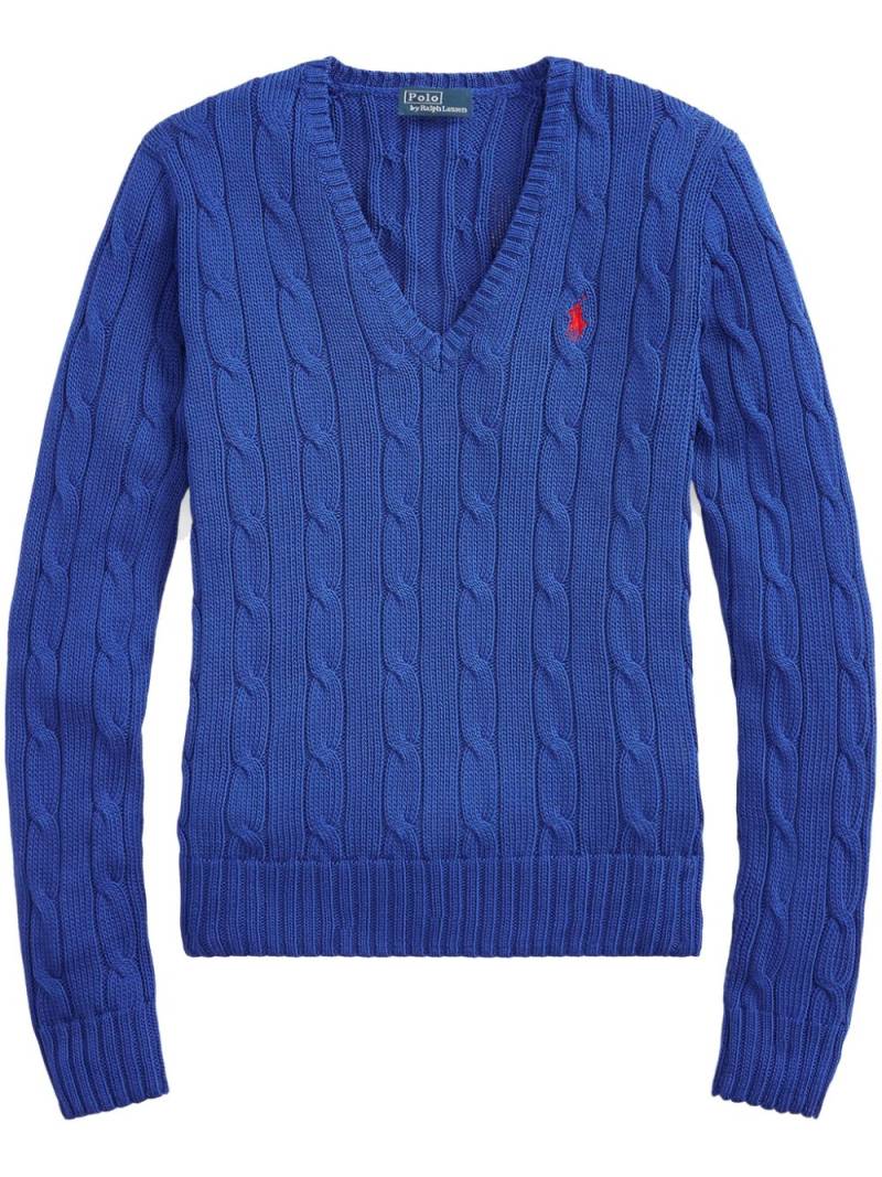 Polo Ralph Lauren logo-embroidered cable-knit sweatshirt - Blue von Polo Ralph Lauren