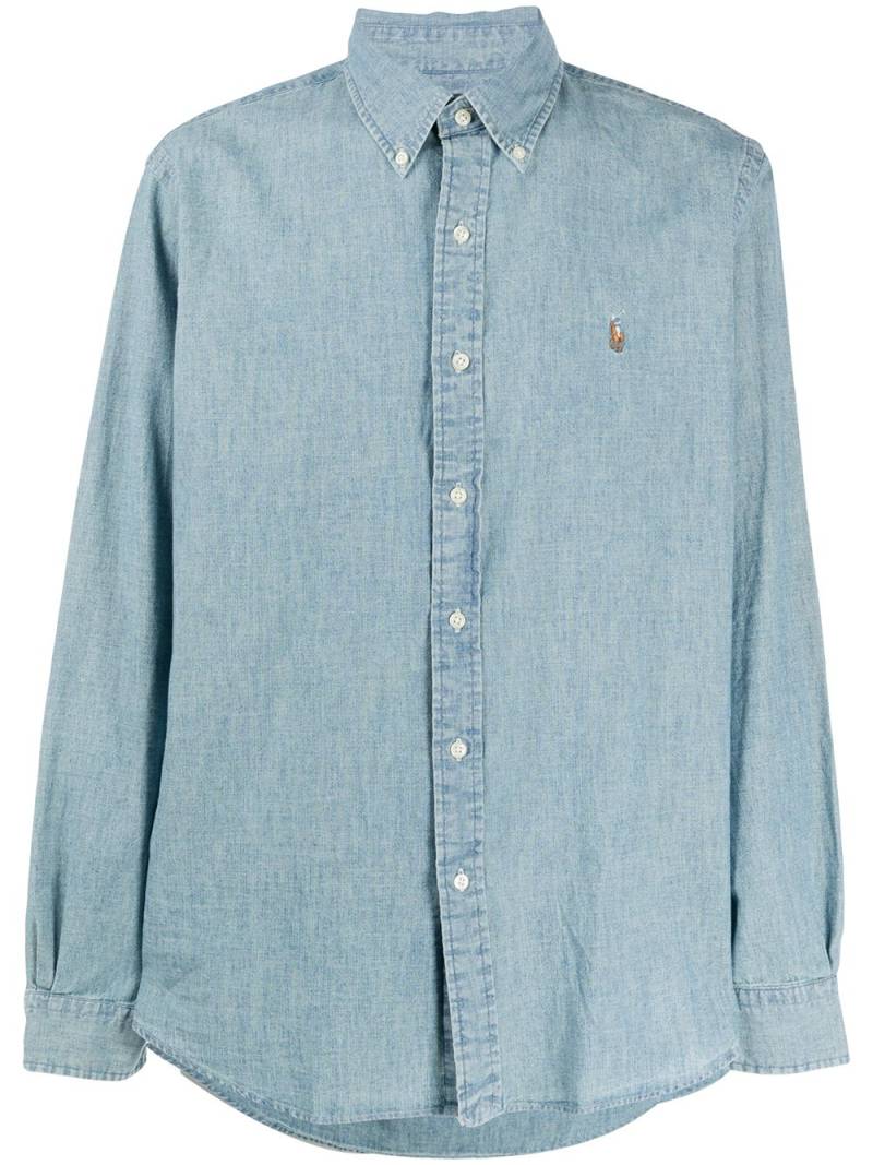 Polo Ralph Lauren logo-embroidered chambray shirt - Blue von Polo Ralph Lauren