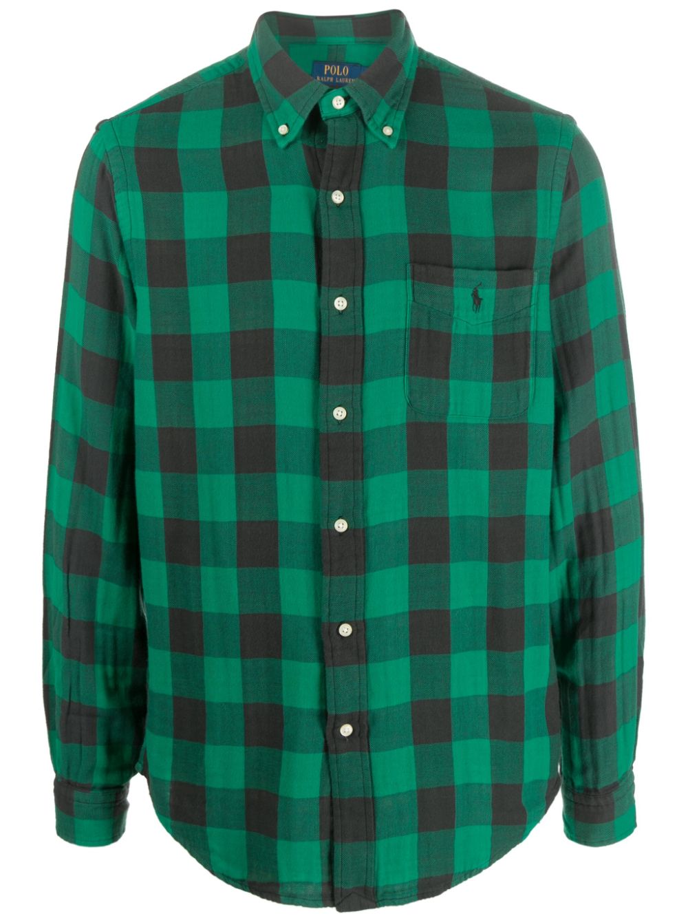 Polo Ralph Lauren logo-embroidered checked cotton shirt - Green von Polo Ralph Lauren