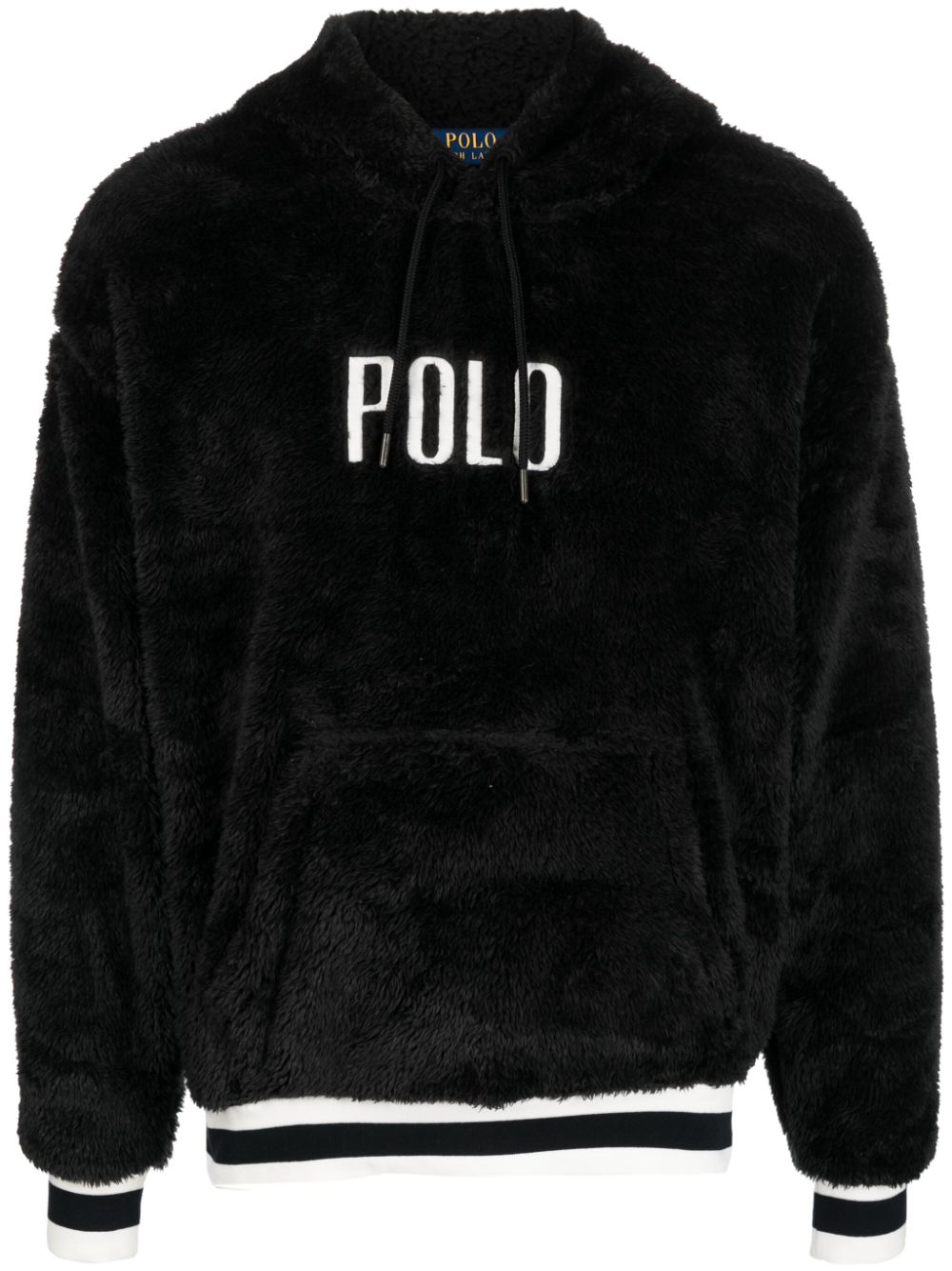 Polo Ralph Lauren logo-embroidered faux-shearling hoodie - Black von Polo Ralph Lauren