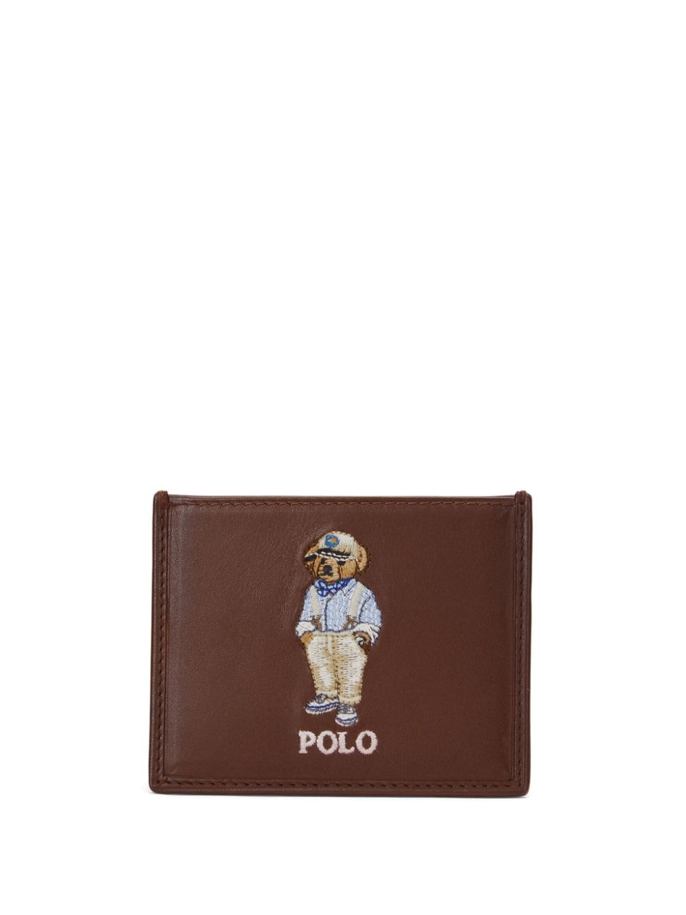 Polo Ralph Lauren logo-embroidered leather cardholder - Brown von Polo Ralph Lauren