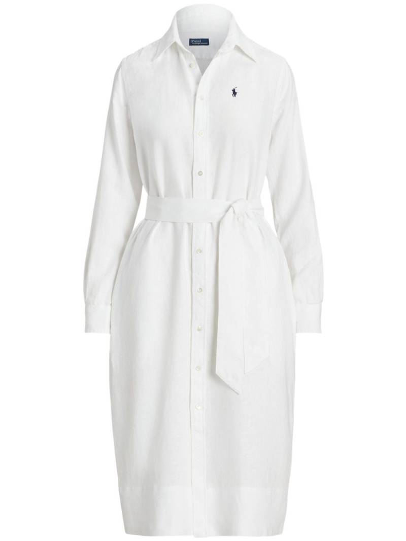 Polo Ralph Lauren logo-embroidered linen shirtdress - White von Polo Ralph Lauren