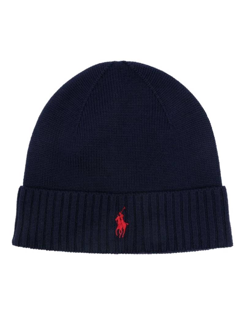 Polo Ralph Lauren logo-embroidered ribbed wool beanie - Blue von Polo Ralph Lauren